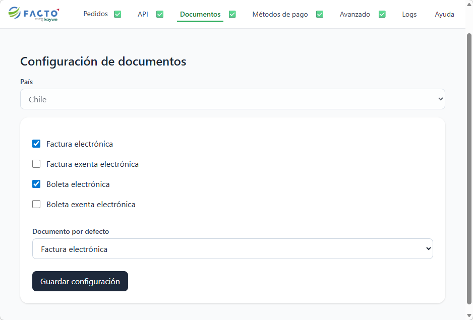Configuración de documentos