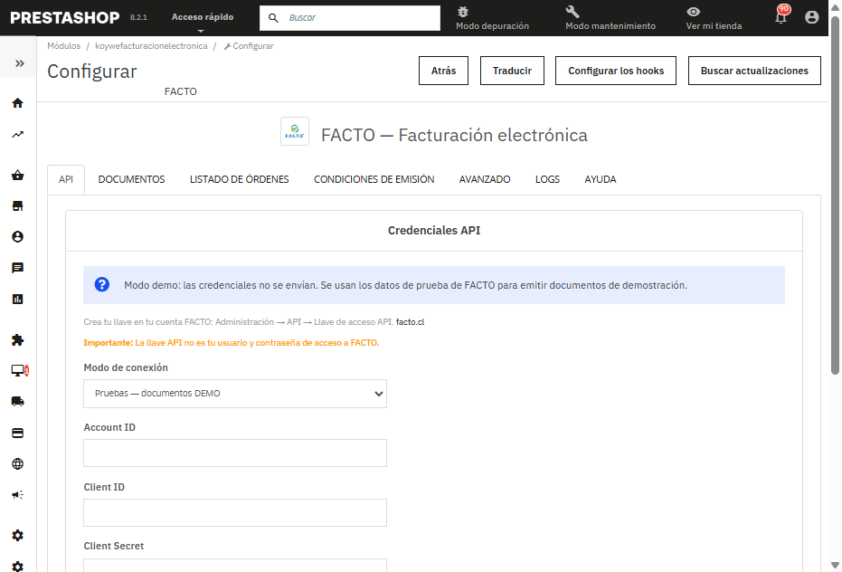 Conexión con API en PrestaShop