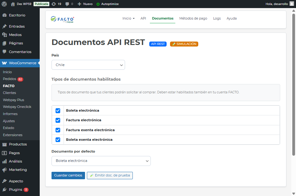 Configuración de documentos